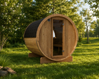 SaunaLife E7W 4-Person Luxury Outdoor Barrel Sauna Kit