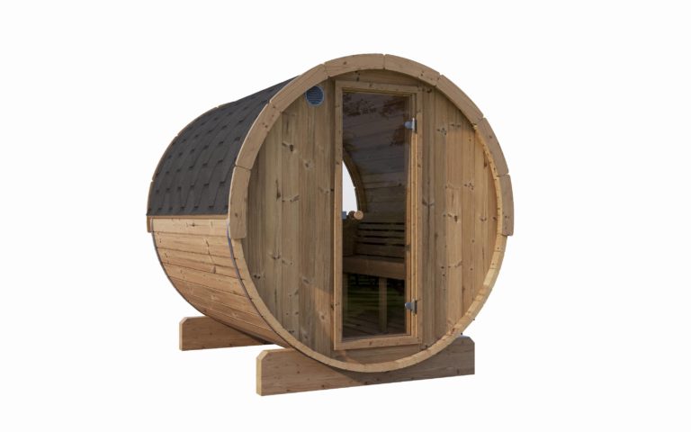 SaunaLife E6W 3-Person Luxury Outdoor Barrel Sauna Kit