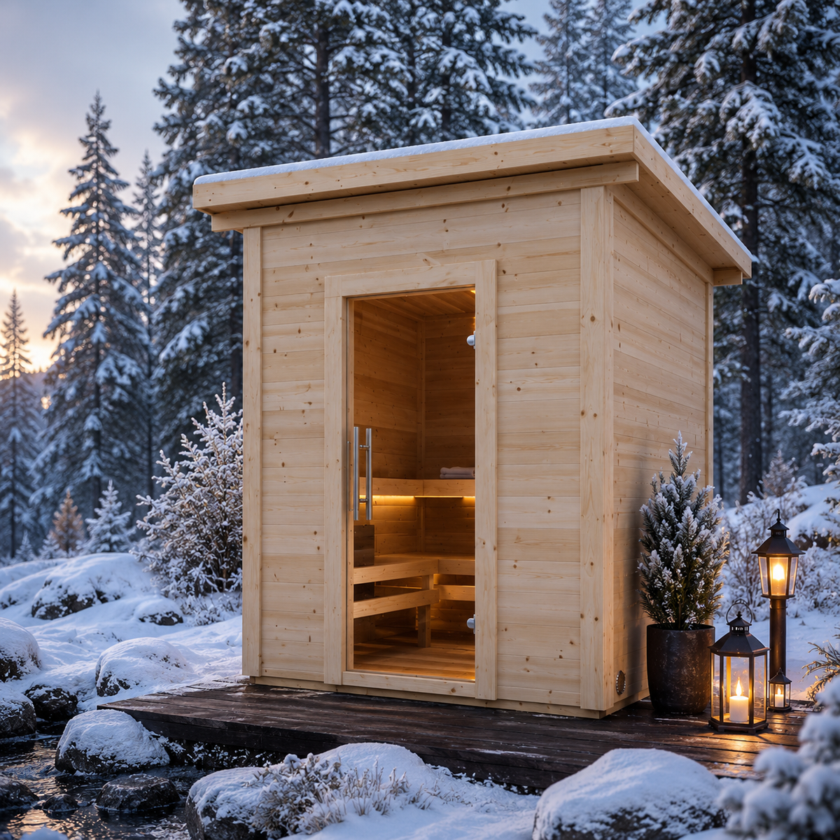 SaunaLife G2 4-Person Luxury Outdoor Garden Sauna Cabin