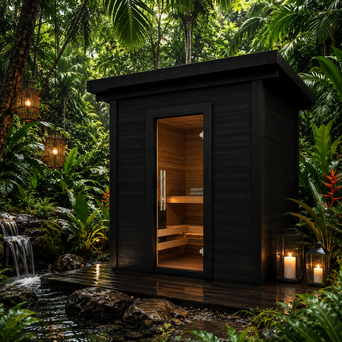 SaunaLife G2 4-Person Luxury Outdoor Garden Sauna Cabin