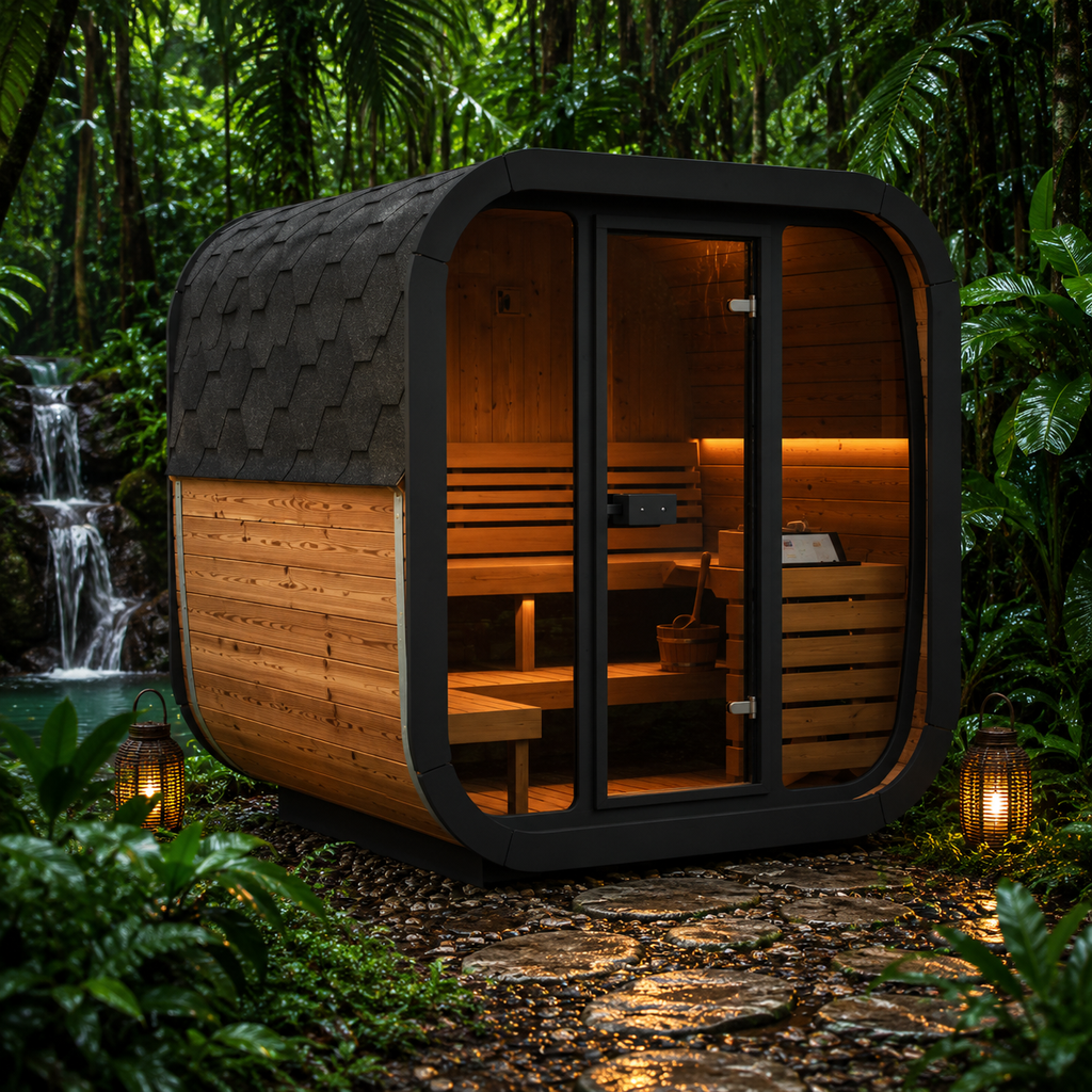 SaunaLife CL5G 4-Person Luxury Outdoor Cube Sauna Kit
