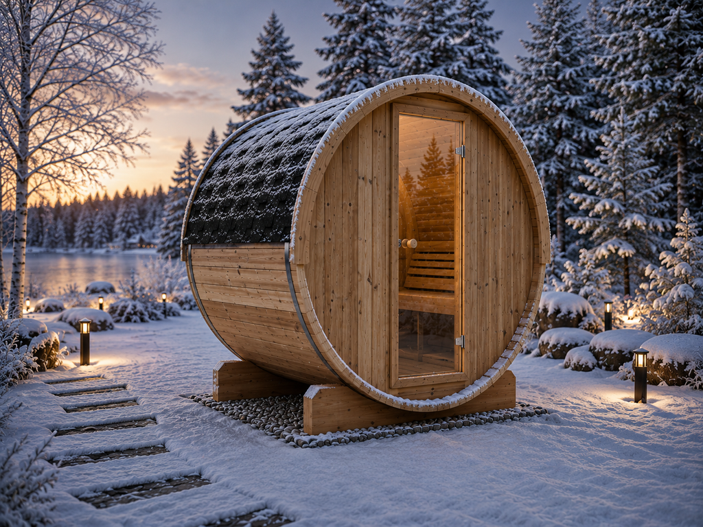 SaunaLife E8 6-Person Luxury Outdoor Barrel Sauna Kit
