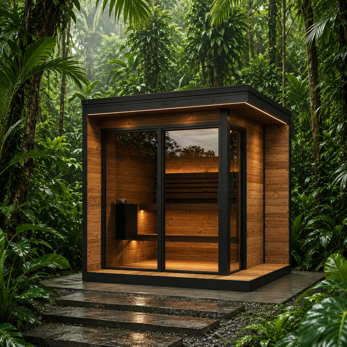 SaunaLife GL6 6-Person Luxury Outdoor Garden Sauna Cabin