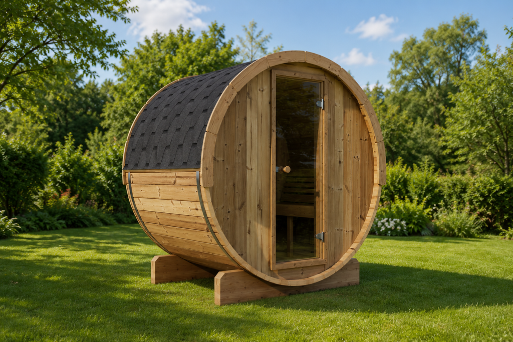 SaunaLife E6 3-Person Luxury Outdoor Barrel Sauna Kit