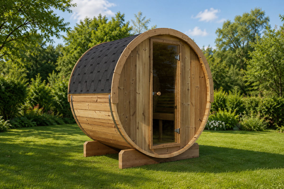 SaunaLife E6 3-Person Luxury Outdoor Barrel Sauna Kit