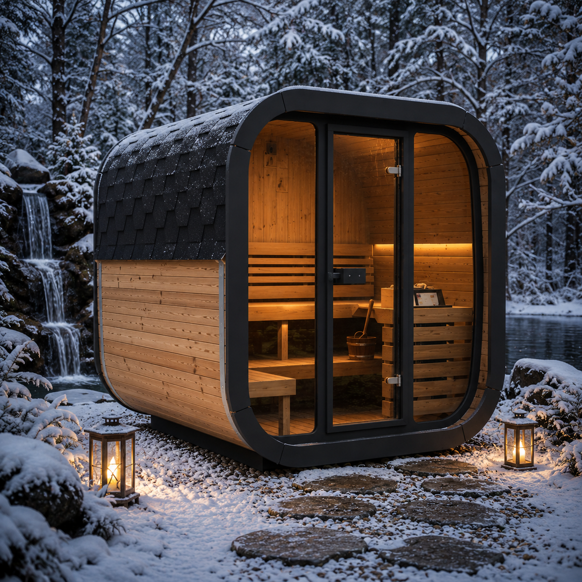 SaunaLife CL5G 4-Person Luxury Outdoor Cube Sauna Kit