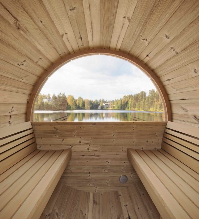 SaunaLife E7W 4-Person Luxury Outdoor Barrel Sauna Kit