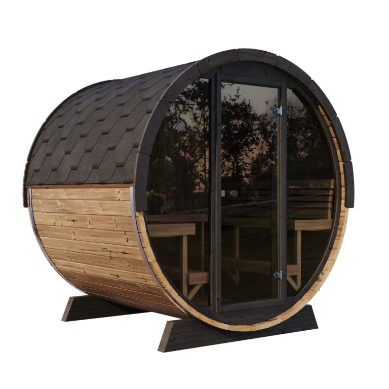 SaunaLife EE8G 4-Person Luxury Outdoor Barrel Sauna Kit