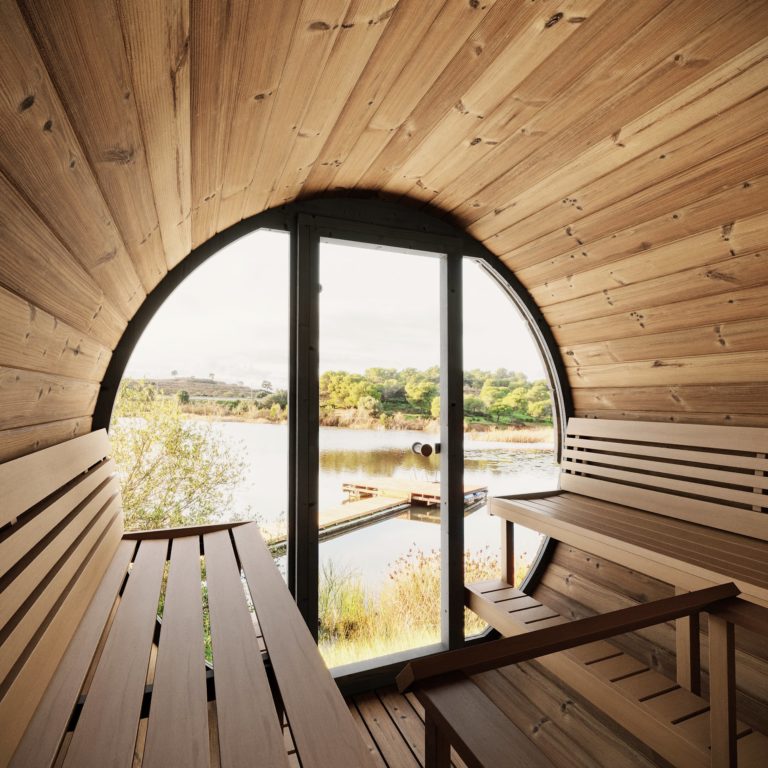 SaunaLife EE8G 4-Person Luxury Outdoor Barrel Sauna Kit