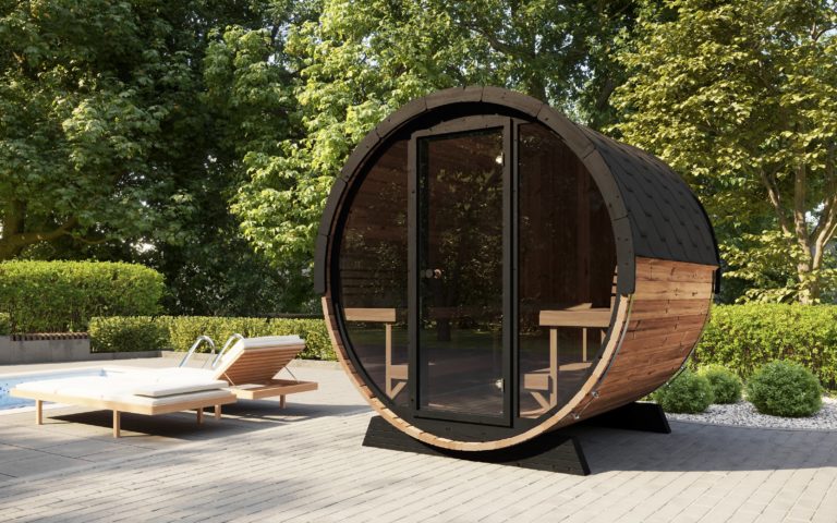 SaunaLife EE8G 4-Person Luxury Outdoor Barrel Sauna Kit