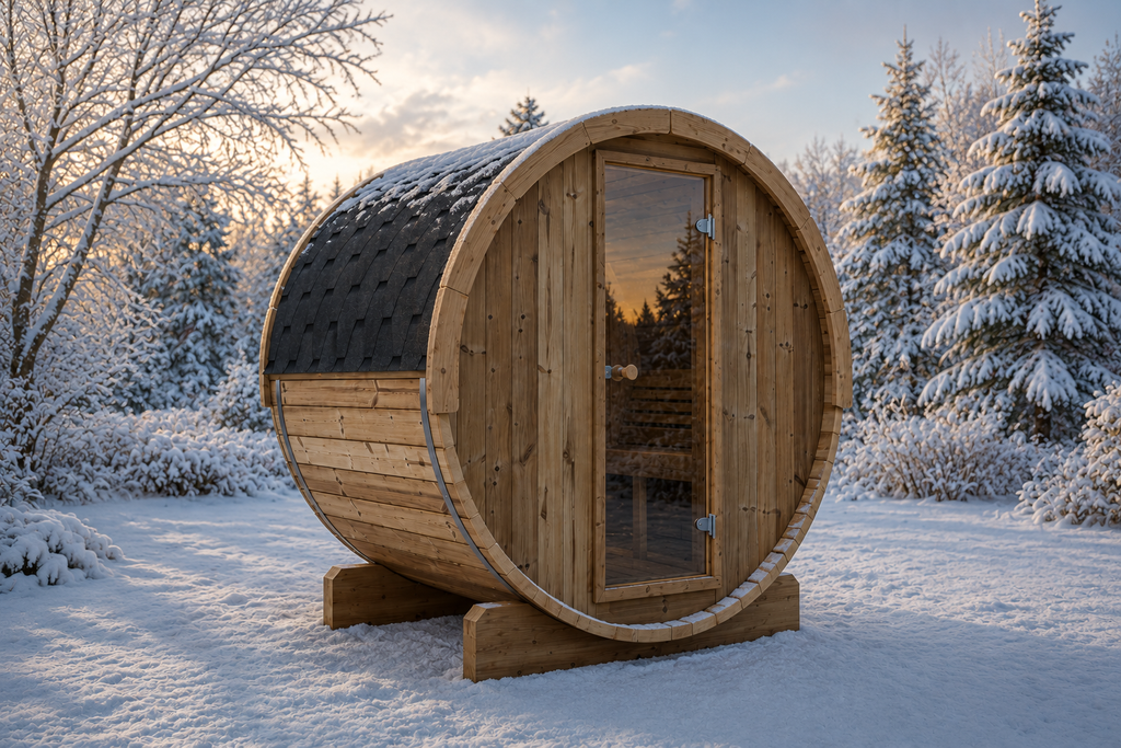 SaunaLife E6 3-Person Luxury Outdoor Barrel Sauna Kit