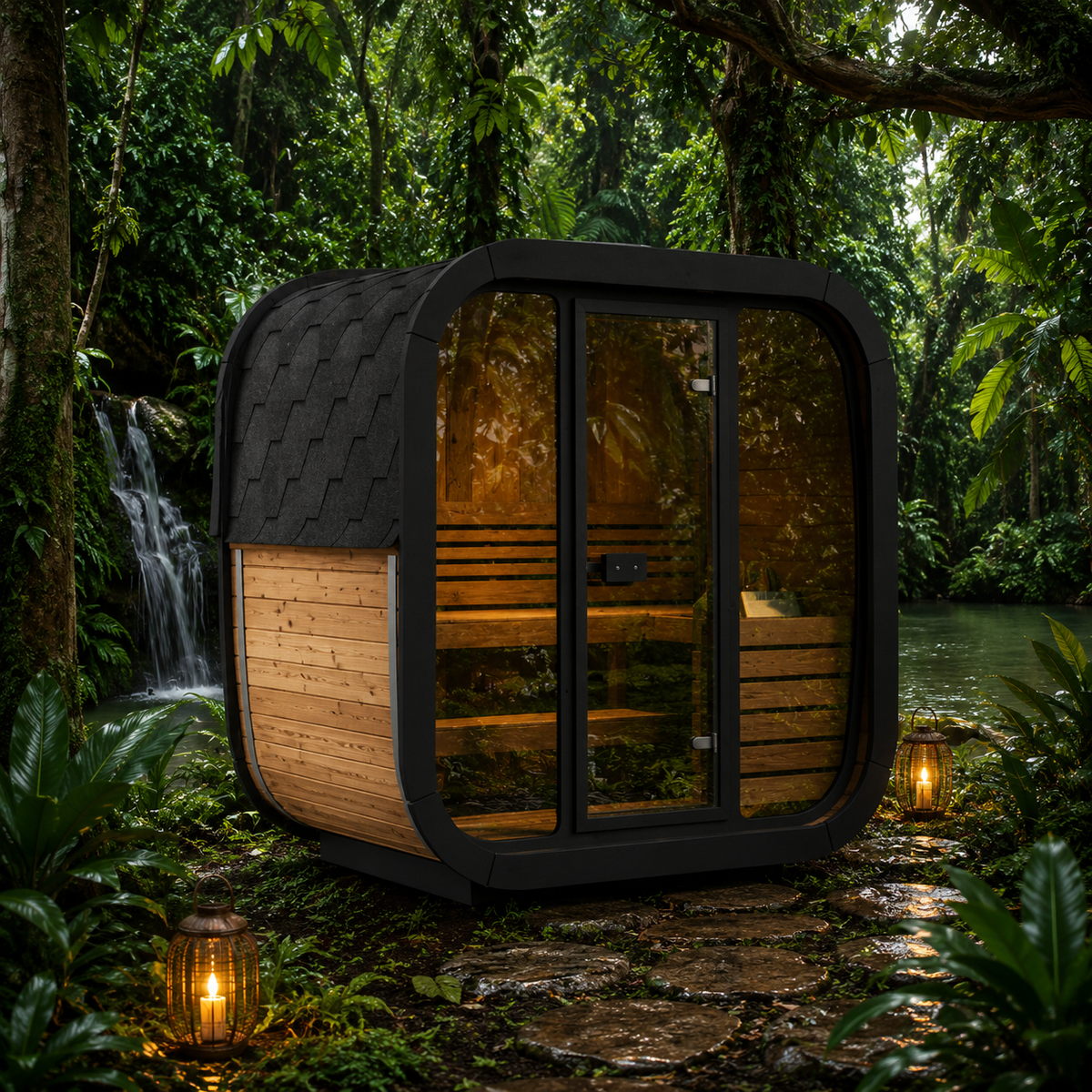 SaunaLife CL4G 3-Person Luxury Outdoor Cube Sauna Kit