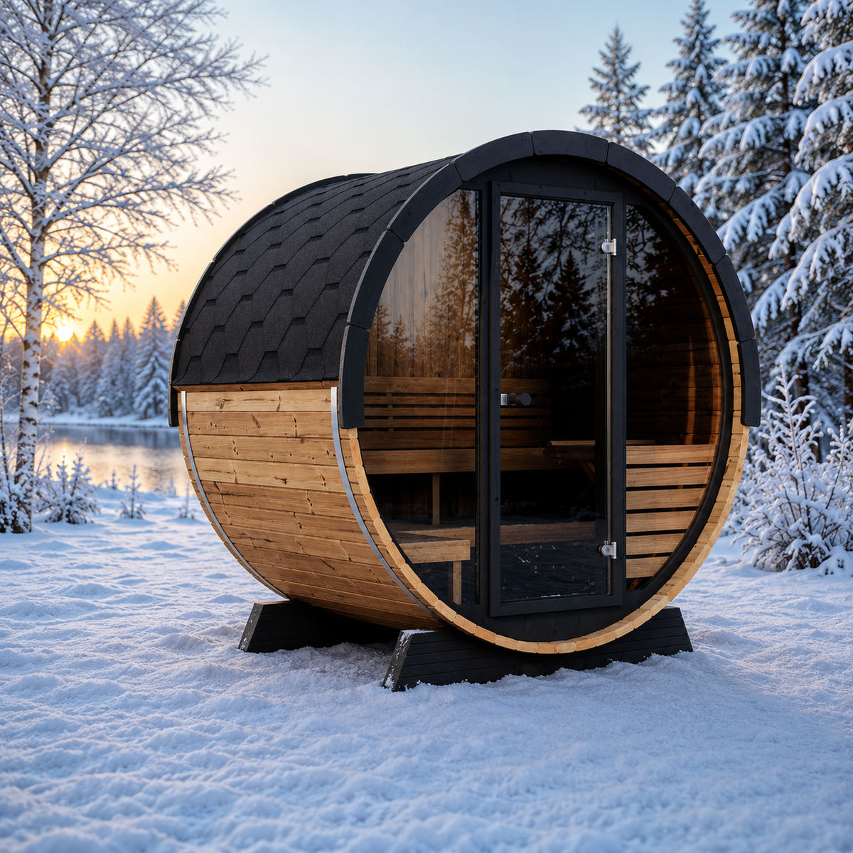 SaunaLife EE6G 4-Person Luxury Outdoor Barrel Sauna Kit