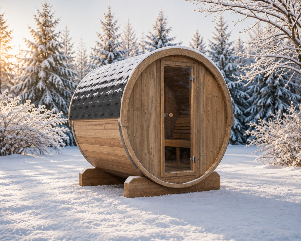 SaunaLife E7 4-Person Outdoor Luxury Barrel Sauna Kit