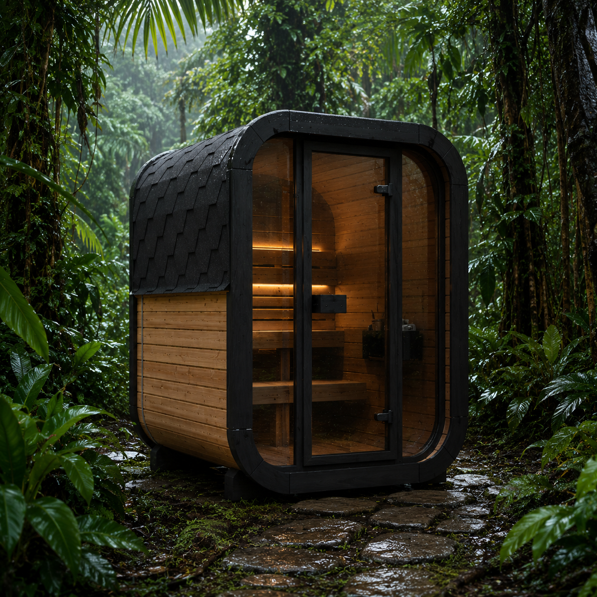 SaunaLife CL3G 2-Person Luxury Outdoor Cube Sauna Kit