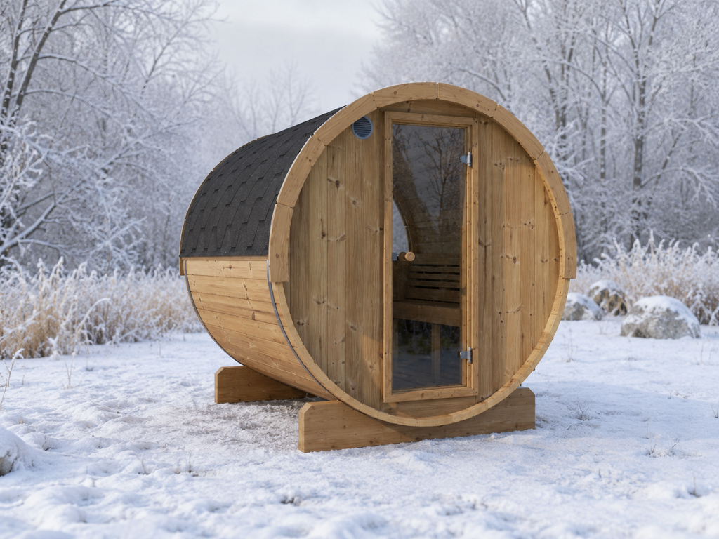 SaunaLife E8W 6-Person Luxury Outdoor Barrel Sauna Kit
