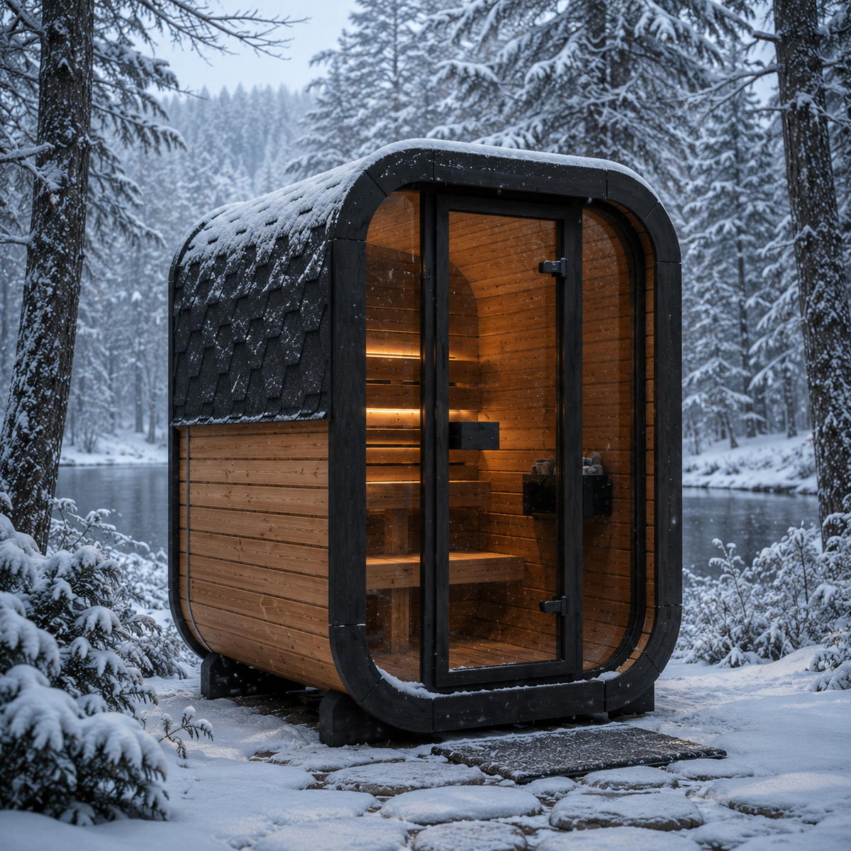 SaunaLife CL3G 2-Person Luxury Outdoor Cube Sauna Kit