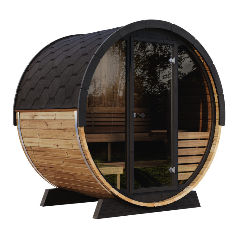 SaunaLife EE6G 4-Person Luxury Outdoor Barrel Sauna Kit